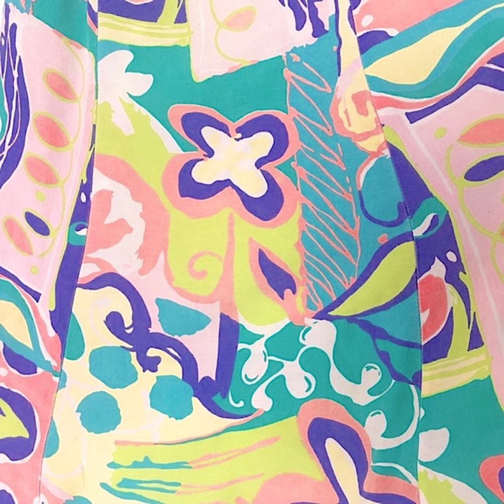 VINTAGE Y2K Multicolor Psychedelic Postmodern Print Rayon Mini Slip Dress - Picture 5 of 7